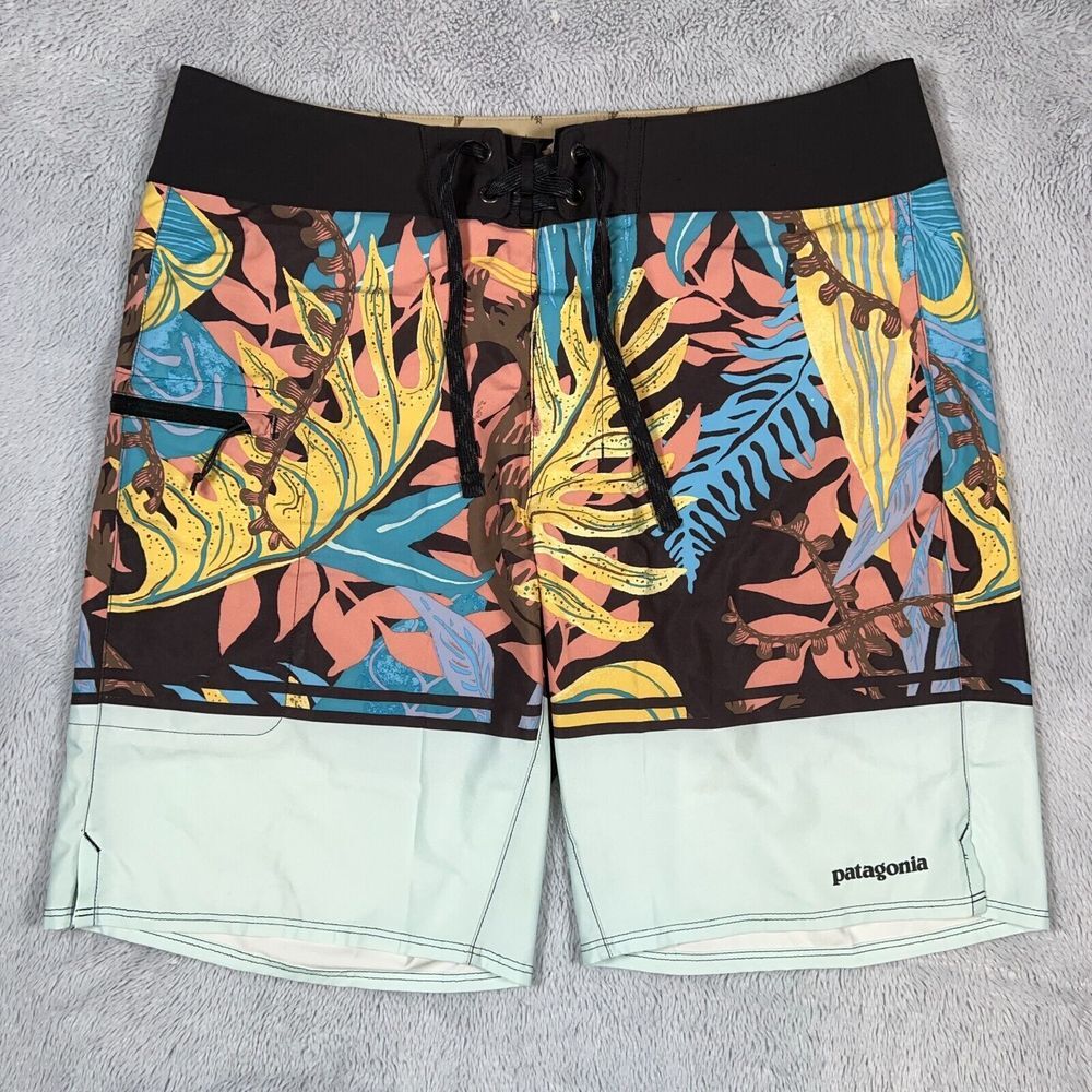 Patagonia Board Shorts Mens 32‎ Hawaiian Floral Stretch Planing 9" Swim Shorts